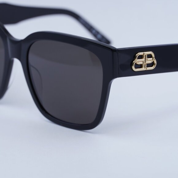 Balenciaga BB0056S 001 Sunglasses Black Square Frame, Grey Lenses - Picture 7 of 12